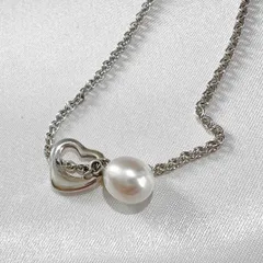 ティファニー オープンハート ラリアット ネックレス パール TIFFANY&CO.  AG 925 48.3cm 5.69g