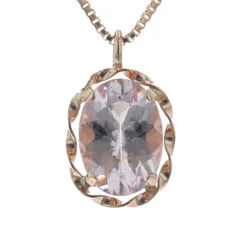 K18PG ピンクゴールド ネックレス モルガナイト 0.50ct 一粒 オーバル ウェーブ枠 シンプル 45cm【新品仕上済】【zz】【中古】