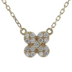 AHKAH アーカー K18YG ペタルパヴェ ミディ ネックレス ダイヤモンド 0.07ct 現行 花 フラワー 40cm【新品仕上済】【zz】【中古】