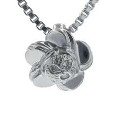 K18WG ホワイトゴールド ネックレス ダイヤモンド 0.02ct カメリア 椿 フラワー ベネチアンチェーン 50cm【新品仕上済】【zz】【中古】