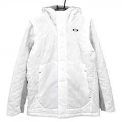 オークリー 2WAY中綿ジャケット 白 キルティング 袖着脱可 身頃裏ボア メンズ XL ゴルフウェア Oakley
