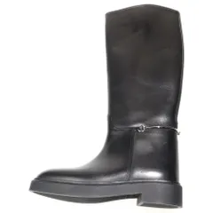 GUCCI (グッチ) スリムホースビット レザーロングブーツ ブラック 806391