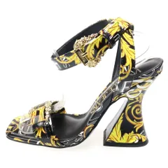 VERSACE JEANS COUTURE (ヴェルサーチジーンズクチュール) パテントレザー バックルストラップ ヒールサンダル レディース