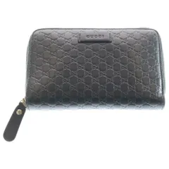 GUCCI (グッチ) GGロゴ ラウンドファスナー レザー コンパクトウォレット 財布 ブラック 449423