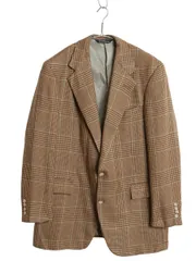 【お得なクーポン配布中!】 90s USA製 ポロ ラルフローレン テーラード ジャケット メンズ L 程/ 古着 オールド ウール ブレザー チェック トラッド きれいめ ブラウン