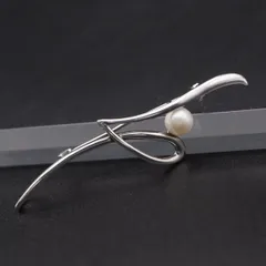 H907 本真珠 6.4mm珠 パール SILVER刻印 ブローチ デザイン シルバー コサージュ 6月誕生石