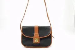 セリーヌ ヴィンテージ ショルダーバッグ クロスボディ ロゴ リング サークル金具 レザー 黒 ブラック バイカラー CELINE 5296h