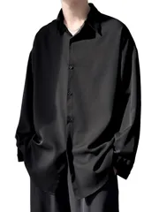 [ブブ オーハナ] 長袖 シャツ 無地 ビジネス オフィス カジュアル ワイシャツ レギュラー カラー デイリー タウン ユース メンズ 男性 用 春 夏 秋 冬 服 物 Yシャツ カッター 襟 付き つき ブラック (2XL, 黒) [ブラック] [2XL]