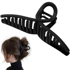 SakuraLovely8 ヘアクリップ 大きめ バンスクリップ 髪留め しっかりとまる シンプル (ブラック) [ブラック]