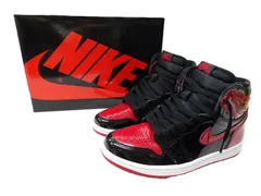 【未使用】NIKE ナイキ AIR JORDAN 1 RETRO HIGH OG パテント ブレッド 555088-063 赤黒 25.0cm