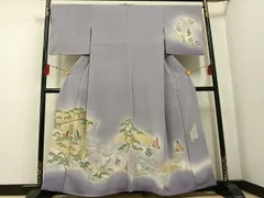 平和屋着物●友禅師・京の名工・伝統工芸士・樽本伊勢蔵 　訪問着　人物風景文　暈し染め　金彩　正絹　逸品　AABG1061ph