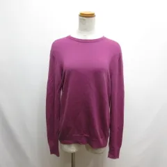 ユニクロ UNIQLO 美品 エクストラファインメリノ クルーネック ニット セーター XL 紫 パープル