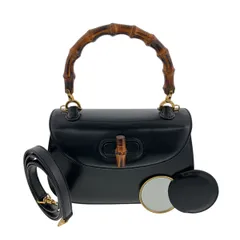 GUCCI グッチ バンブー 2WAY ショルダー ハンドバッグ レディース レザー ブラック 中古
