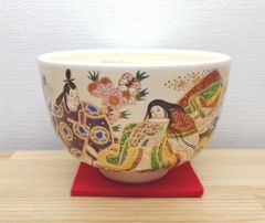 共箱付】中村秋峰 仁清写 立雛絵 茶碗 京焼 清水焼 茶道具 抹茶碗 雛祭