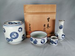 皆具 千古窯造 染付花丸文 水指　建水　蓋置　杓立 共箱 玉祥造 染付 山水図 皆具 美品 共箱 茶道具 送料込 - メルカリ