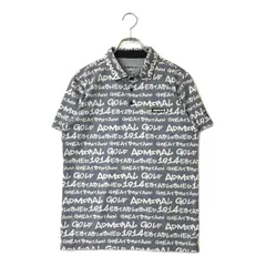 中古 メンズ アドミラルゴルフ Admiral Golf 半袖ポロシャツ L 紺×白  ネイビー ストライプ/ロゴ