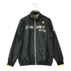 中古 メンズ ルコックスポルティフ le coq sportif ブルゾン M 黒 長袖 2WAY 薄手 メッシュ裏地 ストライプ