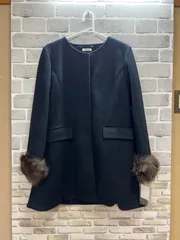 【B1-89】◇ allamanda　Mサイズ　ノーカラーコート　紺色のサムネイル