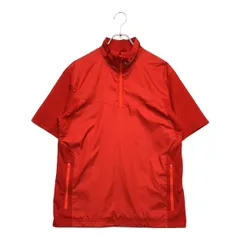 中古 メンズ ナイキ NIKE フルジップアウター L 赤 レッド 半袖ハーフジッププルオーバー メッシュ裏地