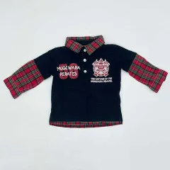 ONE-PIESE　ワンピース　ロングTシャツ　90センチ　ブラック　レッドチェック　〇□