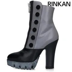 ミュウミュウ ボタンデザインジップヒールブーツ レディース 34