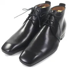 未使用品▼LOUIS VUITTON ルイヴィトン レザー LVロゴ金具 プレーントゥ レースアップ アンクルブーツ ブラック 6 イタリア製 メンズ