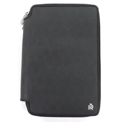 美品▼Dunhill ダンヒル WINDSOR コーテッドキャンバス レザー シグネチャー ロゴ金具 ラウンドジップ オーガナイザー 長財布 ダークグレー メンズ