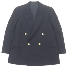 極美品□Burberrys バーバリー ヴィンテージ 金ロゴボタン ダブルブレスト テーラードジャケット 紺ブレザー ネイビー 94-84-165/AB メンズ