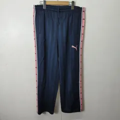 PUMA プーマ トラック パンツ ジャージ サイドライン ロゴ 刺繍 スポーツ トレーニング 日本製 ユニセックス S ネイビー ピンク 系 平成 Y2K B285