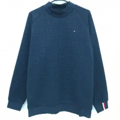 【新品】トミーヒルフィガー 長袖ハイネックシャツ ネイビー　総柄地模様 メンズ XL ゴルフウェア Tommy Hilfiger Golf