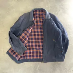 【I-13】SIMPLE LIFE コーデュロイ　ブルゾン　メンズ　LL 裏地チェック　ジップジャケット　ネイビー　秋冬　アウター　古着