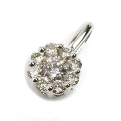 K18WG ホワイトゴールド ペンダントトップ ダイヤモンド0.20ct 0.6g フラワー レディース 中古 美品