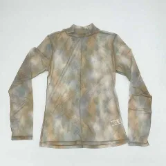 GU　ジーユー　シアープリントハイネックTシャツ　オレンジ　Sサイズ　〇□・〇◇