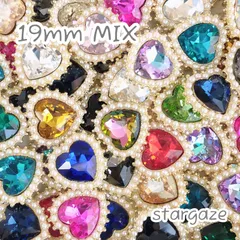 訳ありB品 【 10個 】 19mm ハート パール付き センターパーツ ストーン ビジュー カボション ゴールドフレーム