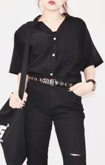 (全2色)オープンカラールーズフィットシャツ