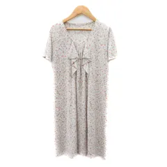 エルプラネット ELLE PLANETE ワンピース ひざ丈 半袖 ペイズリー柄 38 M マルチカラー グレー /YK32