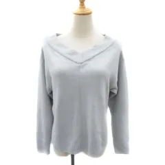 ナイスクラップ NICE CLAUP ニット セーター 長袖 Vネック ライトブルー /YK1