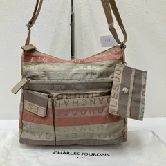 9353　CHARLES JOURDAN　シャルルジョルダン　ショルダーバッグ　ベージュ　ピンク　ピンクベージュ　レディース　軽量　カジュアル　シンプル　ポケット多数　ボーダー　ストライプ　ロゴ
