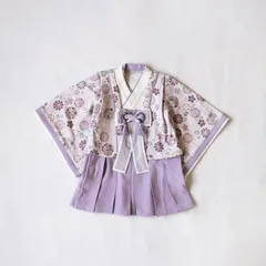 mocmof 十二単袴ドレス プレミアム ベビー袴 パープル 女の子 70cm 80cm 着物 節句 お祝い ひなまつり お正月 モクモフ