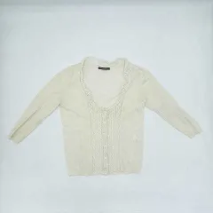 marble ink　マーブルインク　透かし編みカーディガン　オフホワイト　Mサイズ　〇□