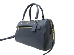 COACH コーチ ハンドバッグ ローワン サッチェル ハンドバッグ - ネイビー レザー レディース  2WAY ゴールド金具 超美品