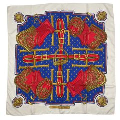 美品 HERMES エルメス スカーフ シルク カレ90 Selles à Housse カバー