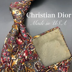 【美品】Christian Dior ネクタイ 総柄 フラワーグレー レッド