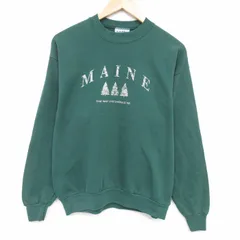 M/古着 リー Lee 長袖 スウェット メンズ 90年代 90s MAINE クルーネック USA製 緑 25dec20