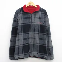 L/古着 ノーティカ 長袖 ブランド ハーフジップ フリース ジャケット メンズ ワンポイントロゴ リバーシブル グレー他 チェック 25dec20