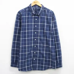 XL/古着 ギャップ GAP 長袖 ブランド シャツ メンズ 大きいサイズ ロング丈 コットン 紺他 チェック 25dec20