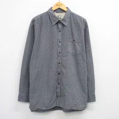 XL/古着 ティンバーランド 長袖 ブランド シャツ メンズ ワンポイントロゴ 大きいサイズ コットン 薄紺 チェック 25dec20のサムネイル