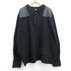 XL/古着 エルエルビーン 長袖 コマンド セーター メンズ 00年代 00s 肩ヒジ当て 大きいサイズ ラムウール ヘンリーネック 黒【spe】 25dec20
