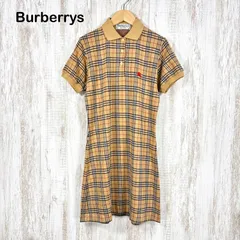 美品 希少 レア 90s Burberrys ヴィンテージ バーバリー ホースロゴ刺繍 ノバチェック コットン ストレッチ 半袖 ポロシャツ フレアワンピース ベージュ y2k 平成ギャル