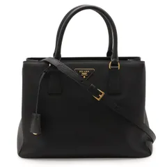 PRADA プラダ サフィアーノ ルクス トートバッグ 2WAY ショルダーバッグ レザー NERO ブラック 黒 ゴールド金具 海外ブティック購入品 1BA874